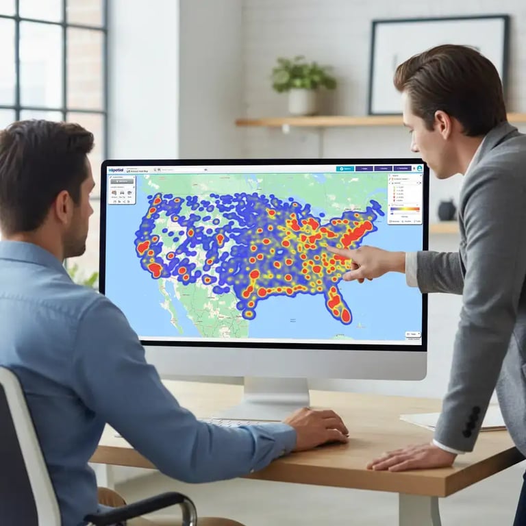 2 people reviewing a hotspot heat map