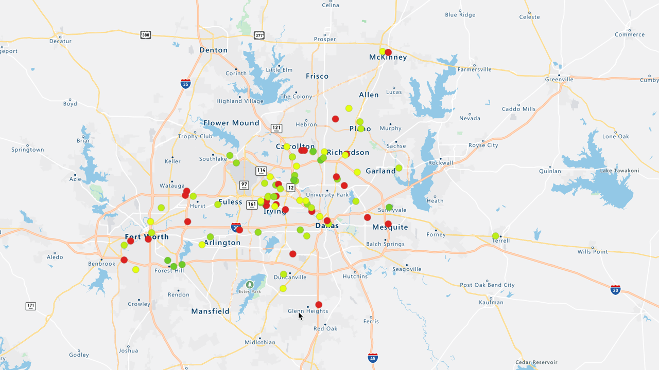 Pin-map-showing-customers-Dallas