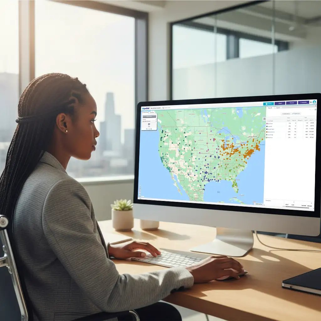Accounts based territory map on computer screen