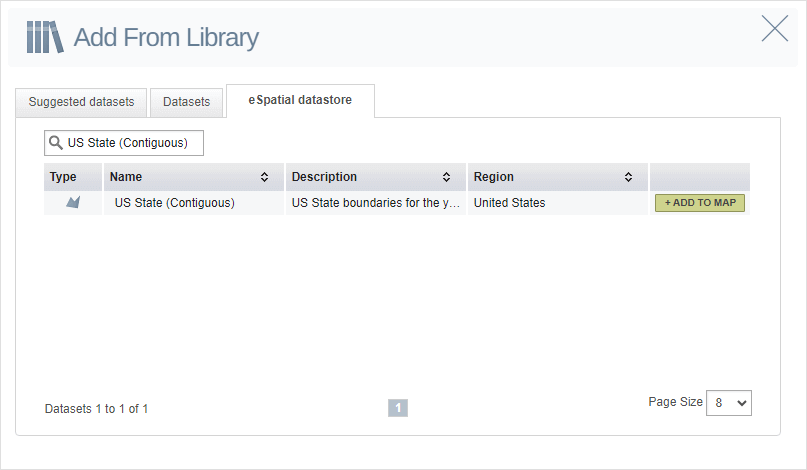 US states dataset from eSpatial library