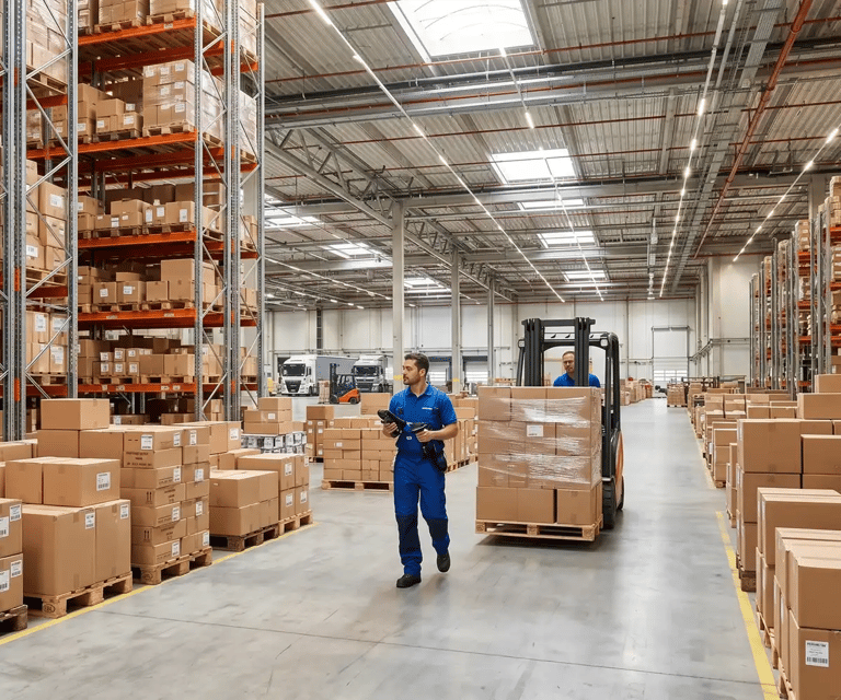 Boxes in a warehouse