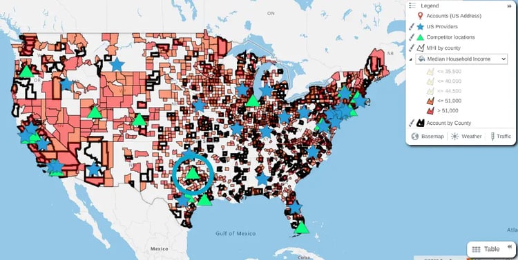 Dallas area filtered for household income