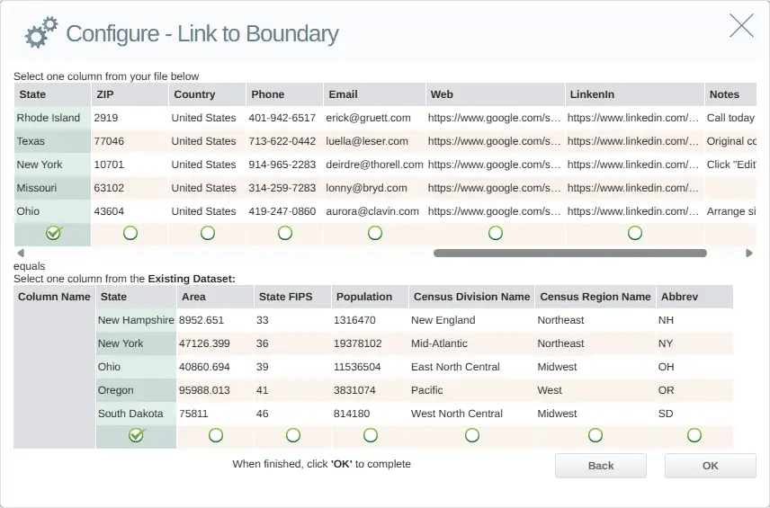 Link the boundaries in both datasets