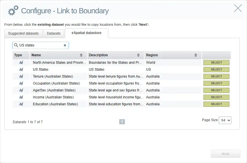 Configure the link to boundary dataset