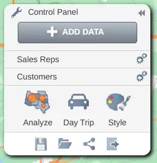 Map control panel