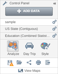 Control panel with the analyze button highlighted