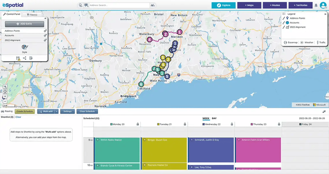 Route map weekly planner
