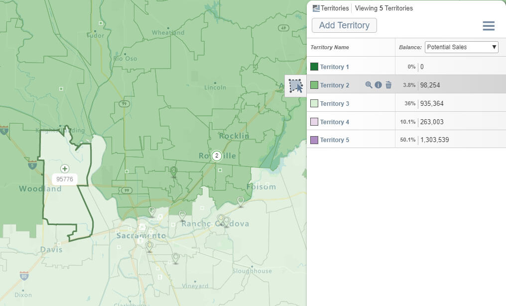 Balance sales territories based on sales pipeline