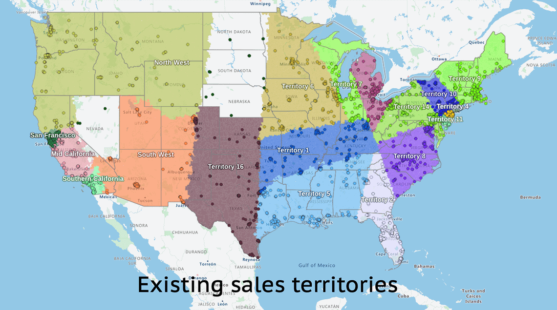 Existing sales territories