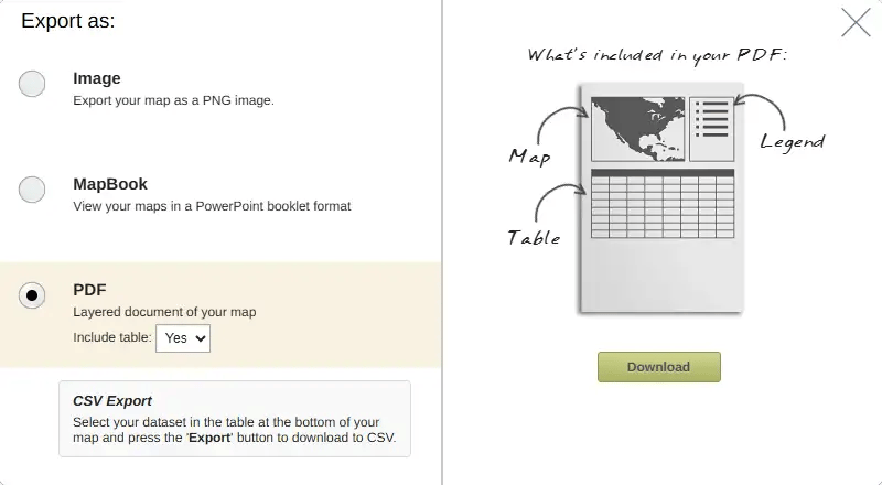 Map export options