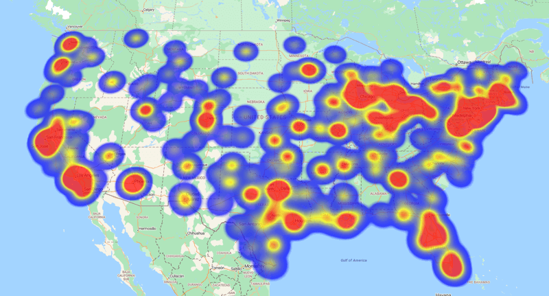 Hotspot heat map, USA