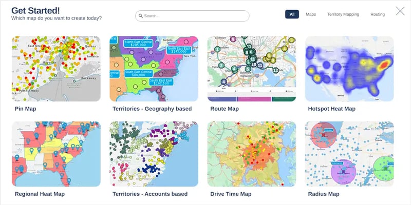 Get started map options
