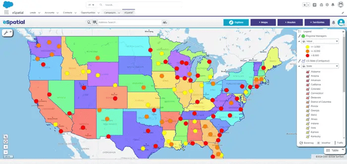 Territory map, Salesforce integration