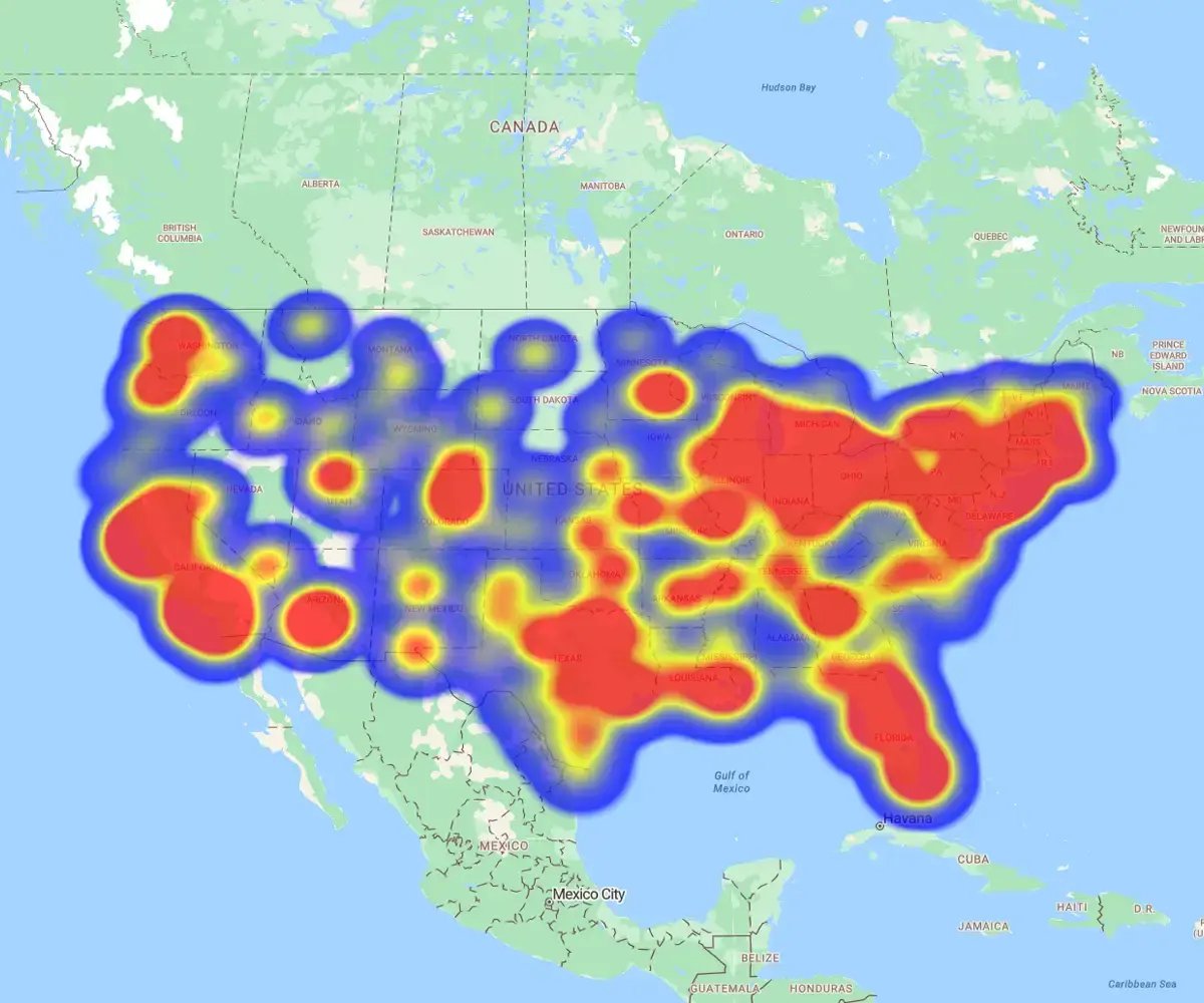 Hotspot heat map, USA