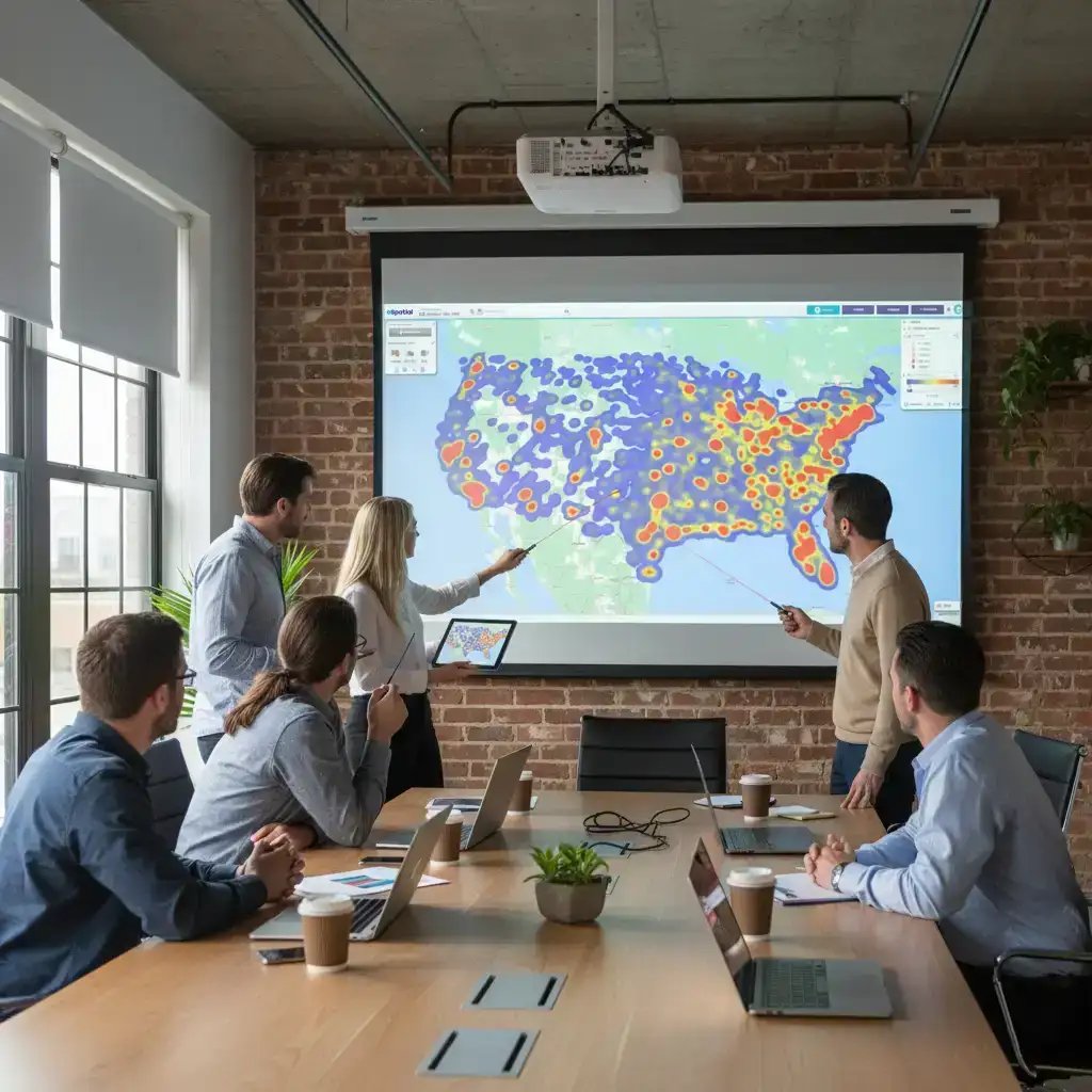 Hotspot heat map on a projector screen in a meeting