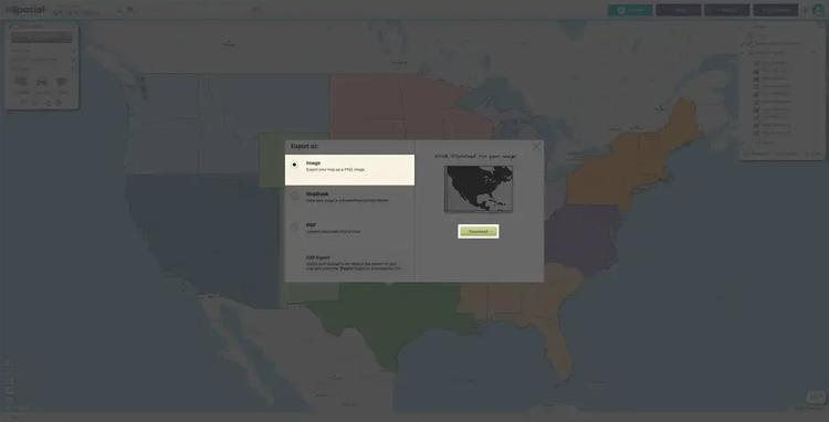 Location of the image download button in eSpatial