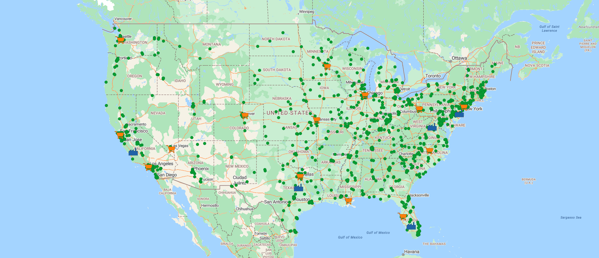 Supply centres map