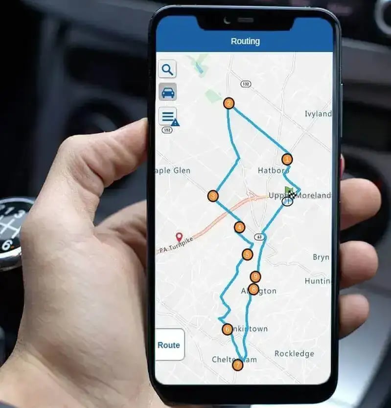 Route map on a mobile device