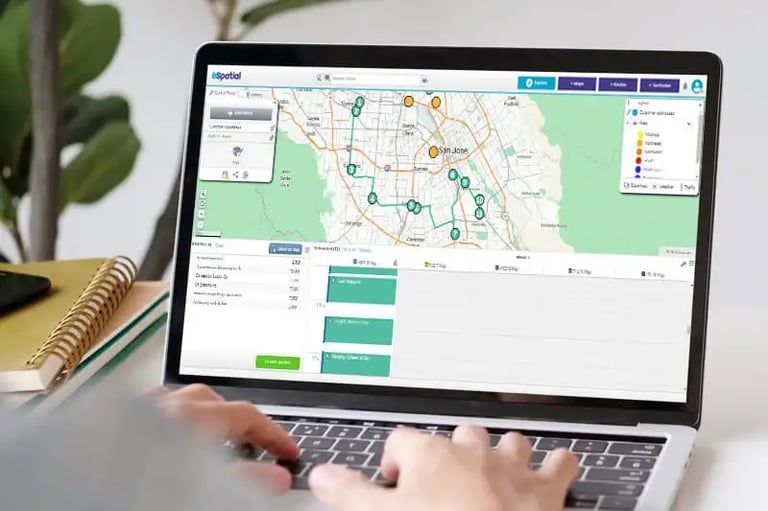 Route planner on a laptop