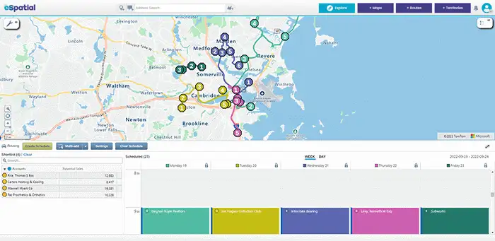 Optimized weekly route schedule