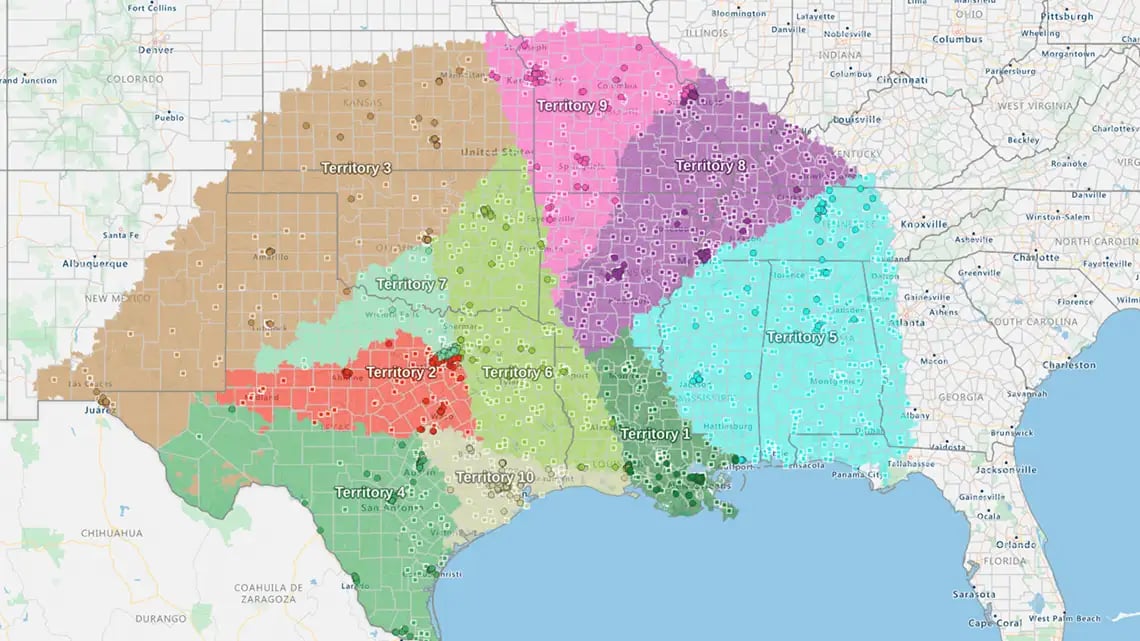 Geographic sales territories