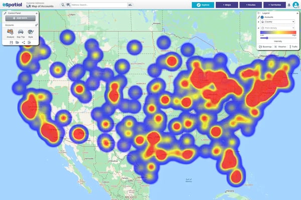 Hotspot heat map of USA