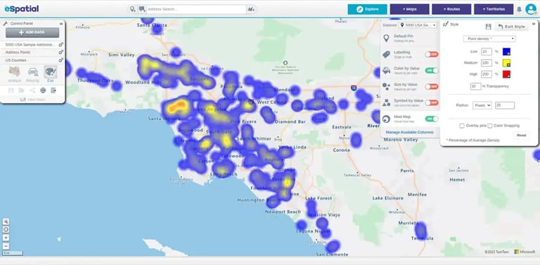 Hotspot heat map of Los Angeles