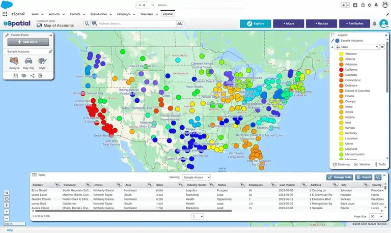 Pin map in eSpatial for Salesforce