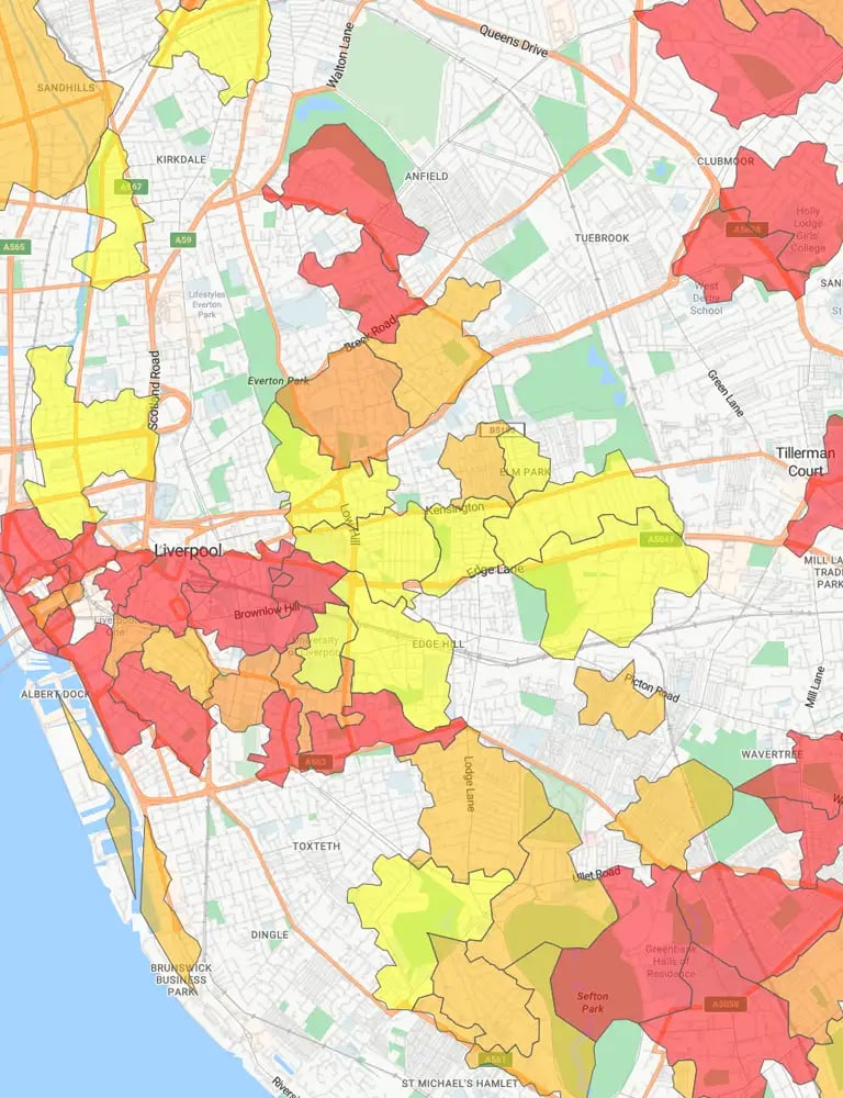 Postal code heat map in the UK