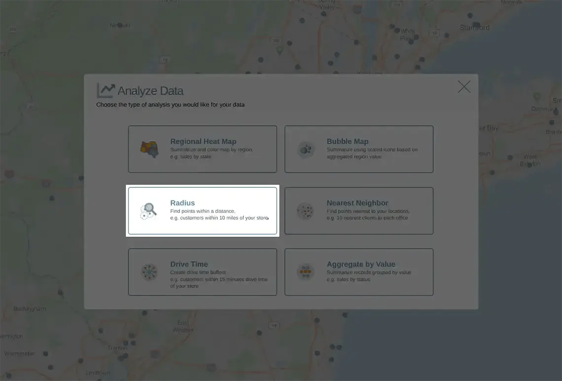 Radius analysis map link
