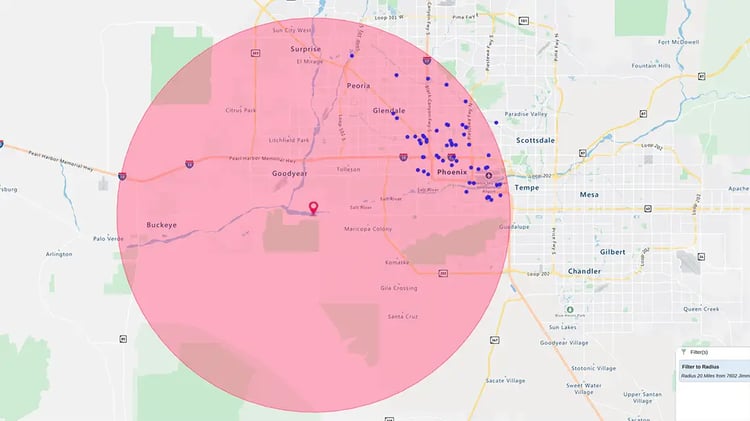 Radius map contractors within 20 miles