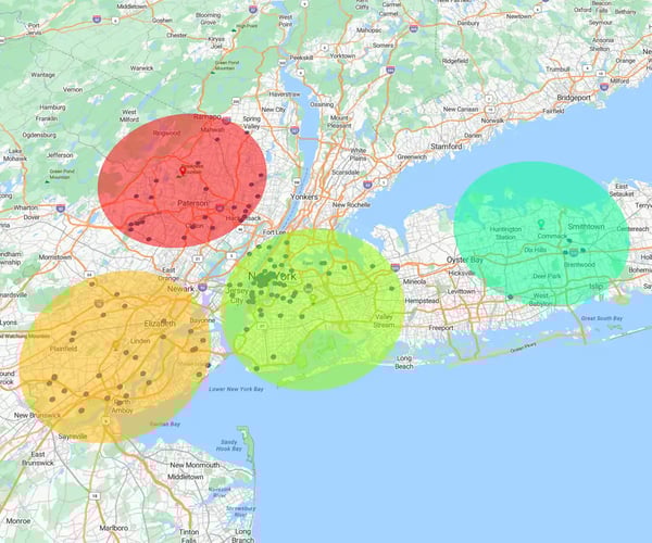 Radius map of New York
