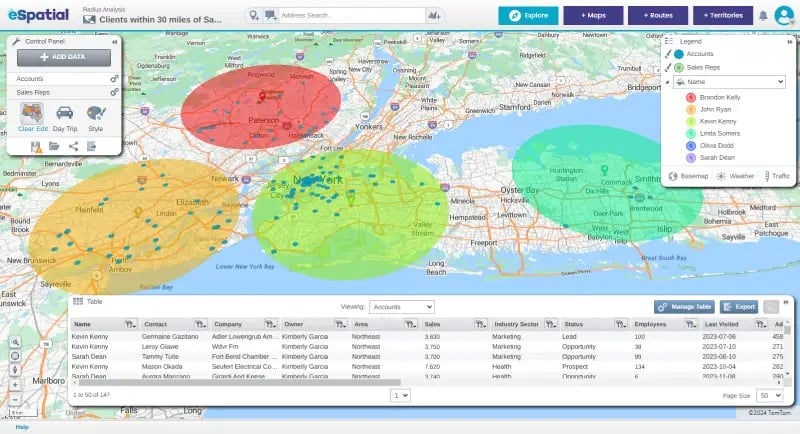 Radius map, New York
