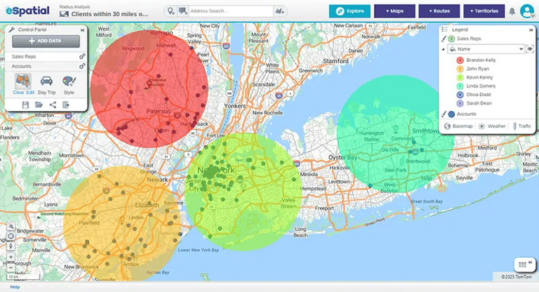 Radius map, New York