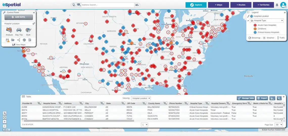 Medical facilities, USA
