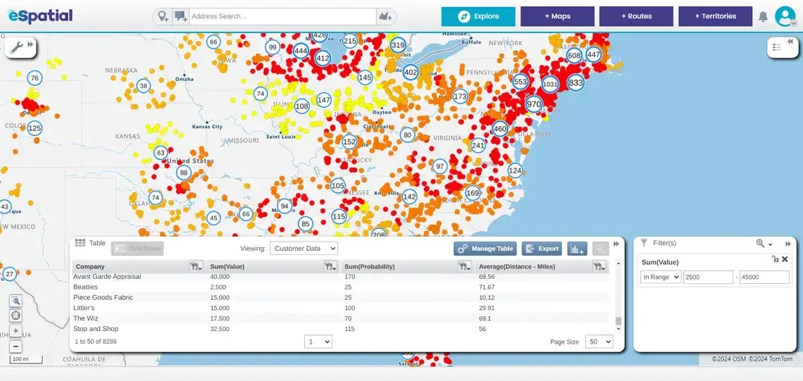 Visually appealing map of properties