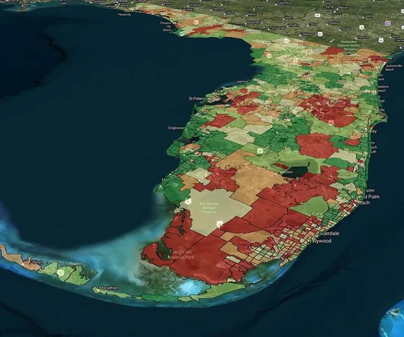 Regional heat map of Florida