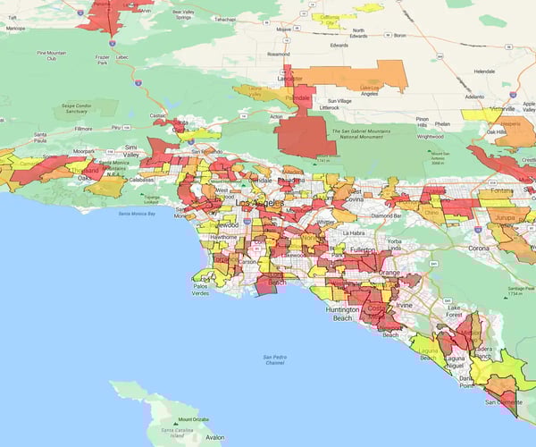 Regional heat map, Los Angeles