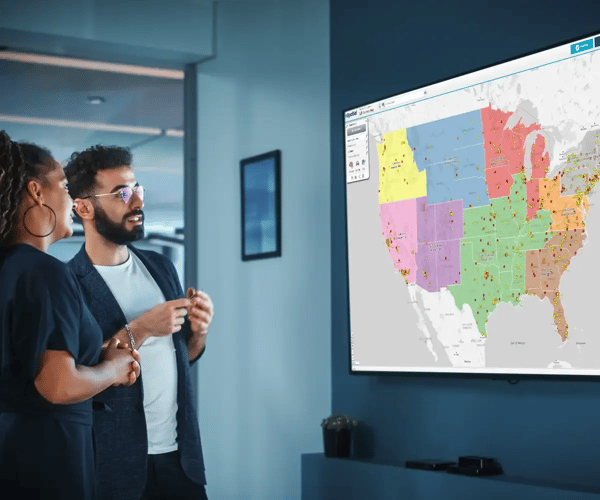 Operations team viewing territory map
