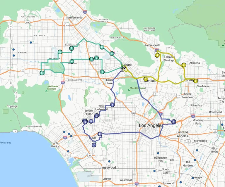 Route map in Los Angeles