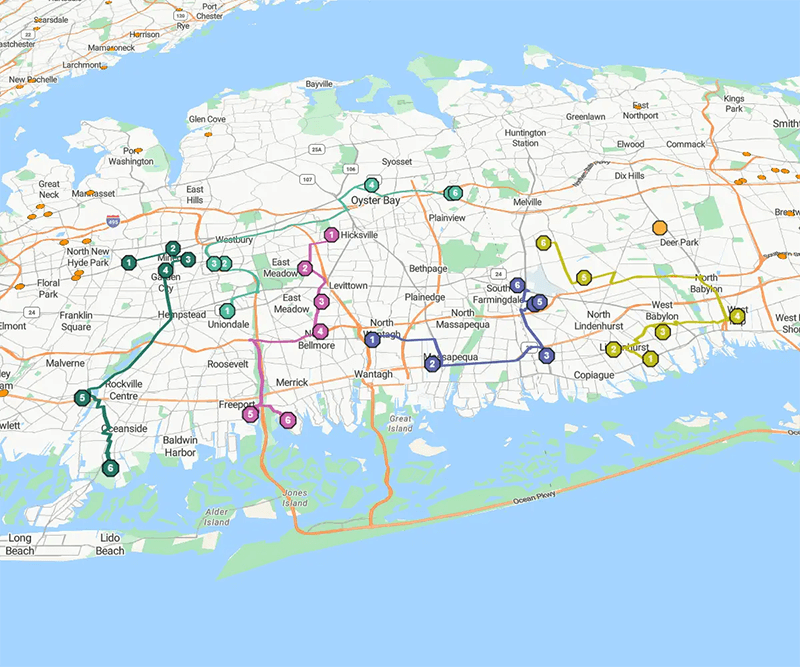Route map of Oyster Bay