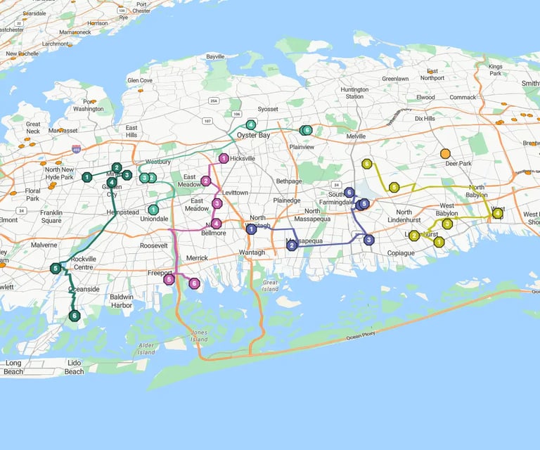 Route map of Oyster Bay
