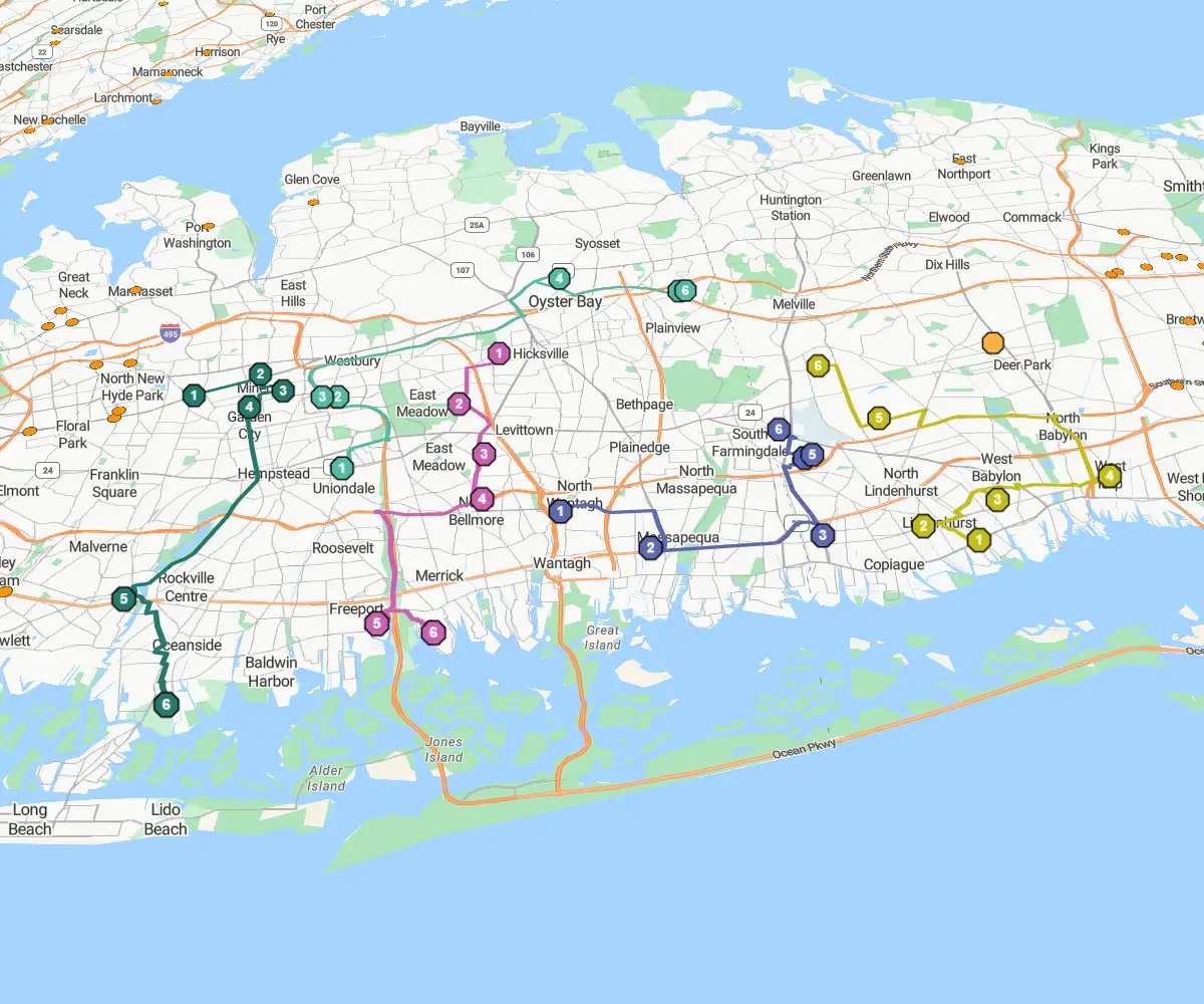 Route map, Oyster Bay