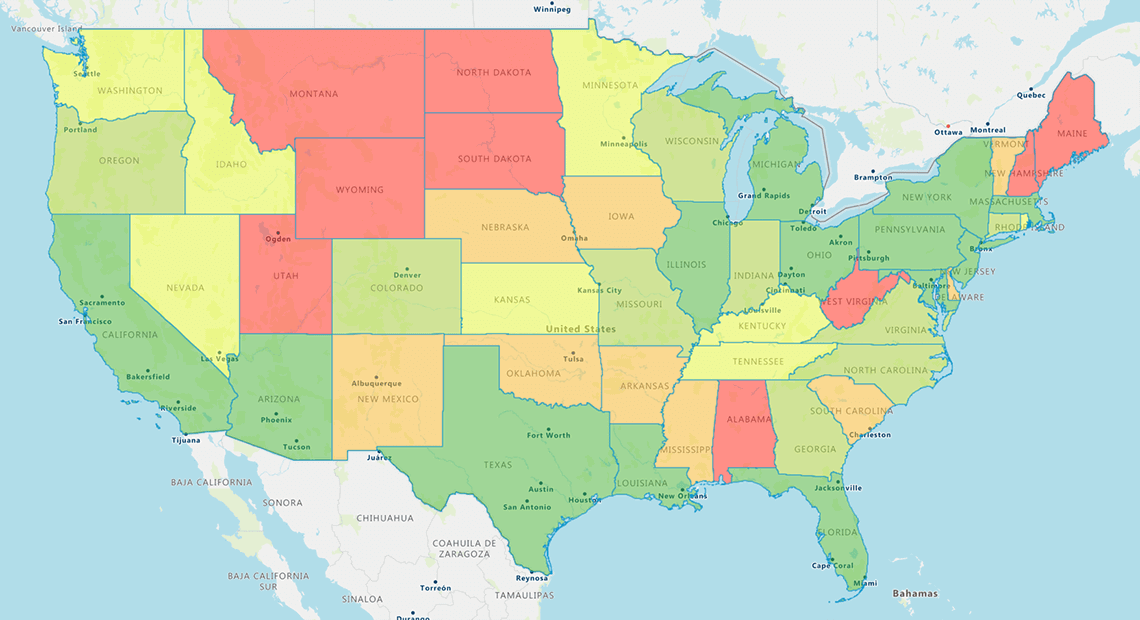 Sales data analysis using a regional heatmap