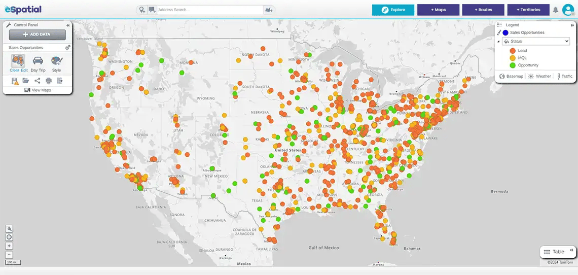 Pin map, USA