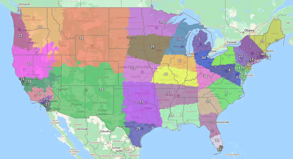 US sales territory map
