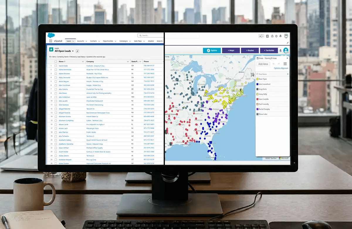 Salesforce CRM split screen