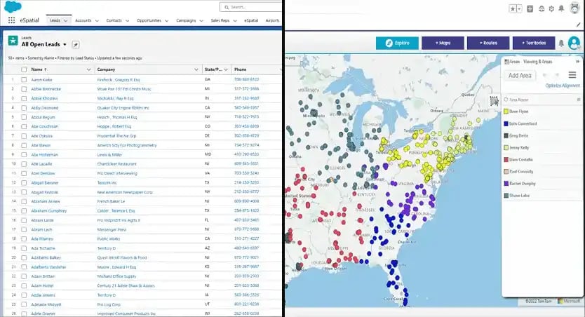 Salesforce CRM split screen