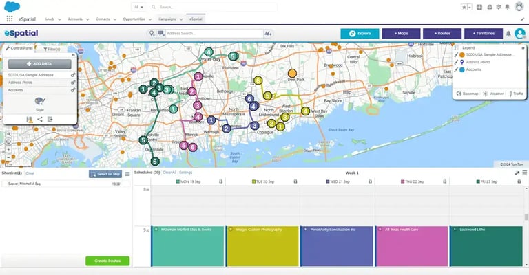 eSpatial for Salesforce route map