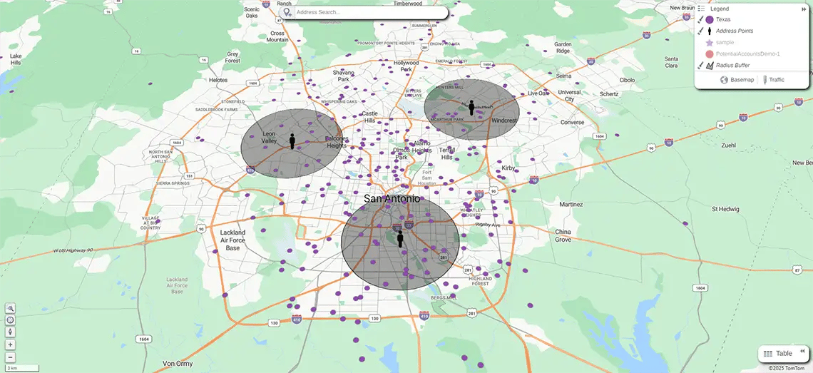 Nearest neighbor map, San Antonio
